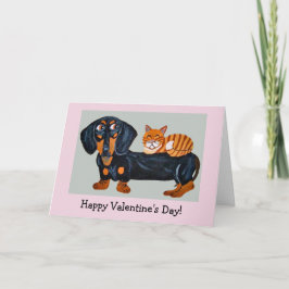 Happy Valentine's Dog & Cat Folded Greeting Card カード