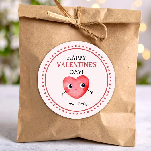 Happy Valentine's heart ラウンドシール