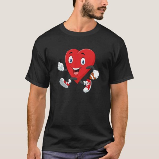 Happy Valentine's Heart  American Football Player Tシャツ (正面)