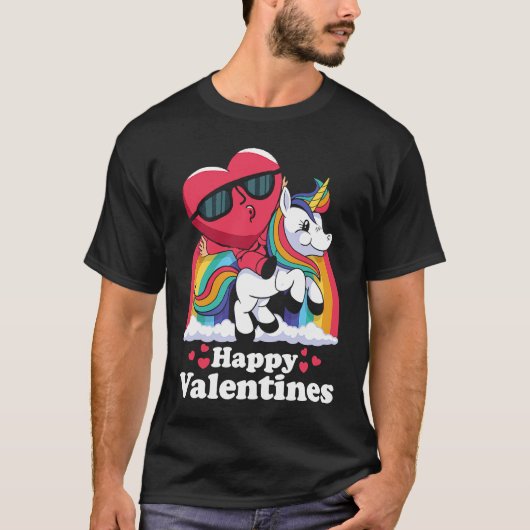 Happy Valentines Heart Unicorn Tシャツ (正面)
