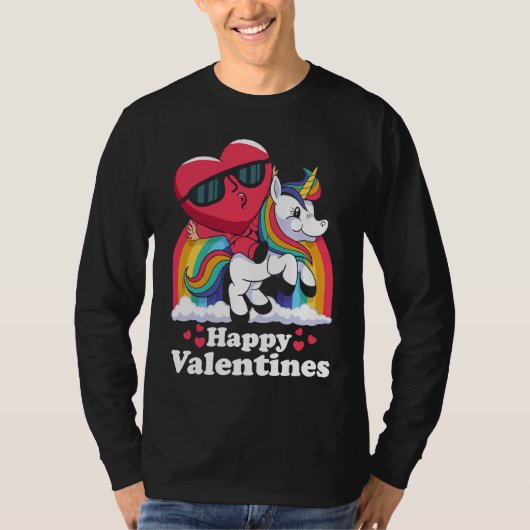 Happy Valentines Heart Unicorn Tシャツ (正面)