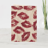 Happy Valentines Red Lipstic Kisses Romantic Love カード (裏面)