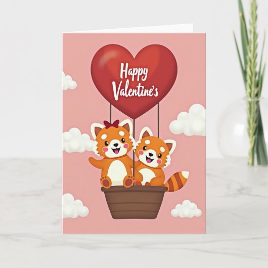 Happy Valentines Red Panda Card カード (正面)