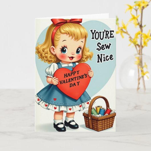 Happy Valentines Sew Nice Card カード (黄色い花)