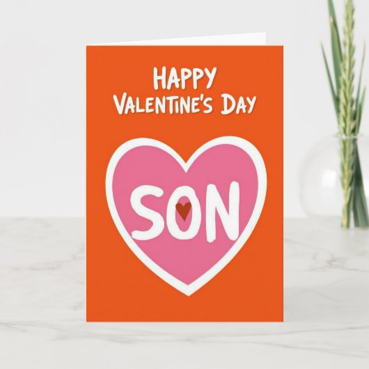 Happy Valentines Son Brush Heart Card カード (正面)