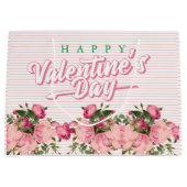 Happy Valentines with Flowers ラージペーパーバッグ (正面)