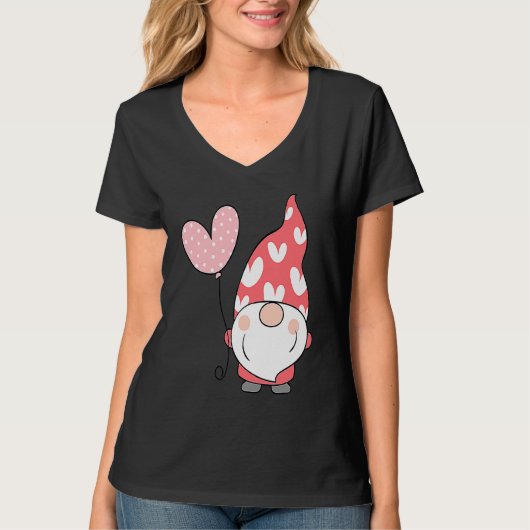 Happy Valentineu2019s Day Gnome Cute with Heart Ba Tシャツ (正面)