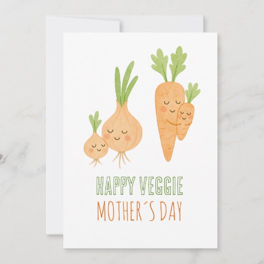 „Happy Veggie Mother’s Day“- Mama- Gemüse mit Kind シーズンカード (正面)