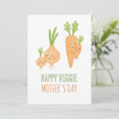 „Happy Veggie Mother’s Day“- Mama- Gemüse mit Kind シーズンカード (スタンド正面)