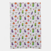 Happy Veggies- süßes Gemüse- Muster キッチンタオル (縦)