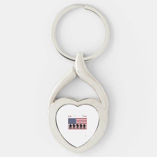 Happy Veterans Day Flag Silhouette Vector Design_1 キーホルダー (正面)