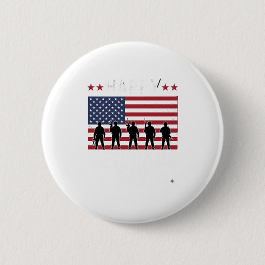 Happy Veterans Day Flag Silhouette Vector Design_1 缶バッジ (正面)