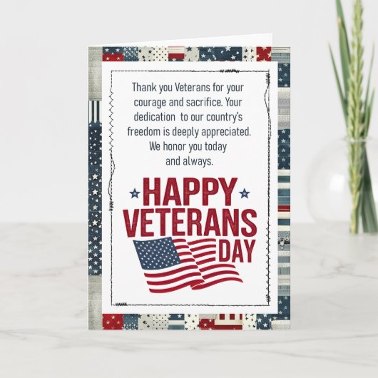 Happy Veterans Day Patriotic カード (正面)