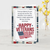 Happy Veterans Day Patriotic カード (黄色い花)