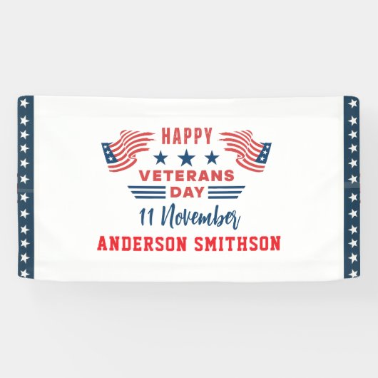 Happy Veterans Day | Patriotic Holiday 横断幕 (横)