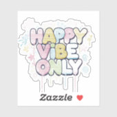 「Happy Vibe Only」とカラフルな文字が書かれたレンガ シール (シート)