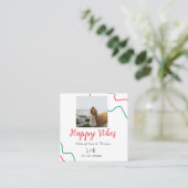 Happy Vibes holiday couple name date wedding red  スクエア名刺 (スタンド正面)