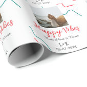 Happy Vibes holiday couple name date wedding red  ラッピングペーパー (ロールコーナー)