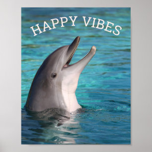 Happy Vibes Smiling Dolphinまたは写真の追加 ポスター