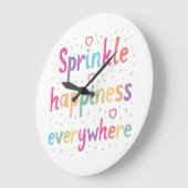 Happy Vibes Sprinkle Happiness Confetti Art ラージ壁時計 (傾斜)