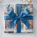 Happy Vintage Christmas Childrenグリーティングカード ラッピングペーパー<br><div class="desc">ヴィンテージ魅力的のクリスマスを楽しんでいるサンタクロースと愛らしい子供を描いたグリーティングカードのコラージュを特徴とするビクトリアンクリスマスの休日パターン。</div>