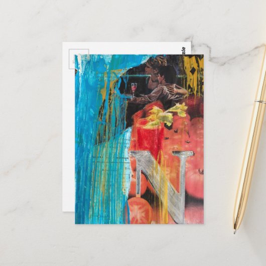 Happy Vintage Couple Date Night and Drinks ポストカード (正面/裏面インサイチュ)