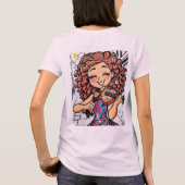 Happy Violin Girl Cartoon for Music Lovers Tシャツ (裏面)