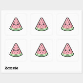 Happy Watermelon – Cute Kawaii Illustration スクエアシール (シート)