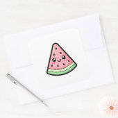 Happy Watermelon – Cute Kawaii Illustration スクエアシール (封筒)