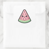 Happy Watermelon – Cute Kawaii Illustration スクエアシール (バッグ)
