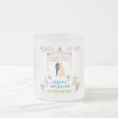 Happy Wedding フロストガラス コーヒーマグ – ロマンティック フロストグラスマグカップ (中央)