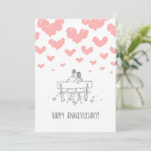 Happy Wedding Anniversary Married Couple Hearts カード (スタンド正面)