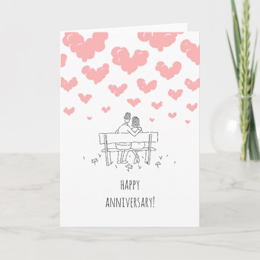 Happy Wedding Anniversary Married Couple Hearts カード (正面)