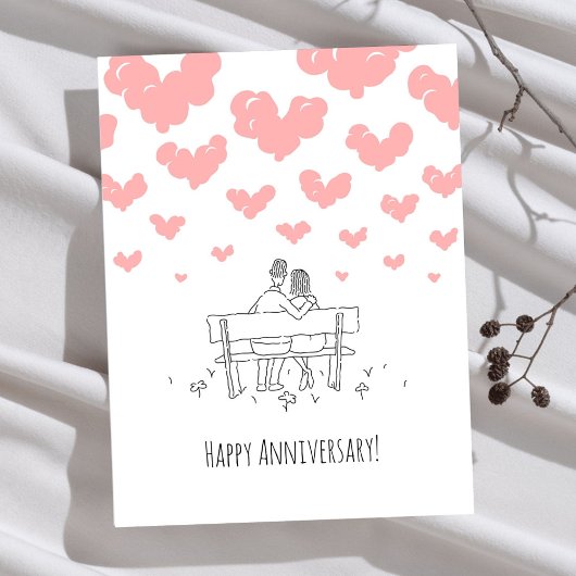 Happy Wedding Anniversary Married Couple Hearts ポストカード