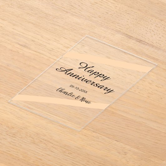Happy wedding anniversary orange pastel lines name アクリル招待状 (レイダウン)