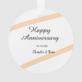 Happy wedding anniversary orange pastel lines name オーナメント (裏面)