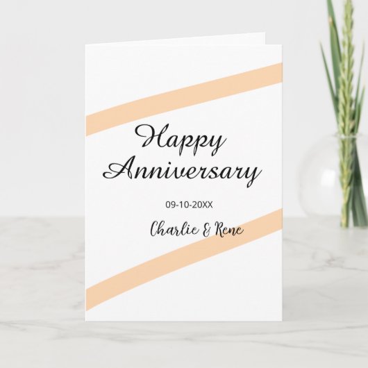Happy wedding anniversary orange pastel lines name カード (正面)