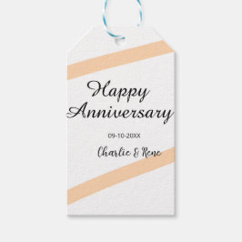 Happy wedding anniversary orange pastel lines name ギフトタグ