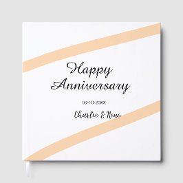 Happy wedding anniversary orange pastel lines name ゲストブック