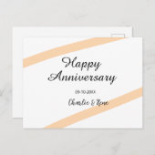 Happy wedding anniversary orange pastel lines name シーズンポストカード (正面/裏面)