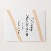 Happy wedding anniversary orange pastel lines name ジグソーパズル (横)