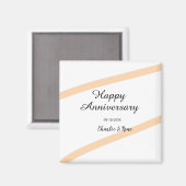 Happy wedding anniversary orange pastel lines name マグネット (正面/裏面)