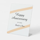 Happy wedding anniversary orange pastel lines name 台座サイン (正面)