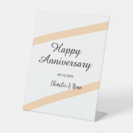 Happy wedding anniversary orange pastel lines name 台座サイン