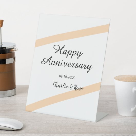 Happy wedding anniversary orange pastel lines name 台座サイン (インサイチュ)
