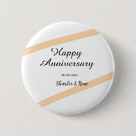 Happy wedding anniversary orange pastel lines name 缶バッジ