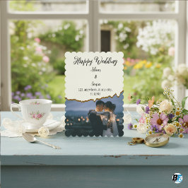 Happy Wedding Minimalist Paper Cutting With Photo 招待状