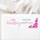 Happy Wedding Romantic Floral Wedding ラベル (インサイチュ)