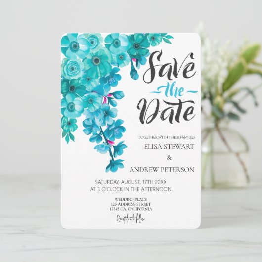 Happy Wedding Romantic Floral Wedding 招待状 (スタンド正面)