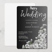 Happy Wedding Romantic Floral Wedding 招待状 (正面/裏面)